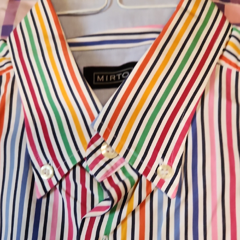 Mirto Men's Multicolor Striped Casual Shirt 15/XL